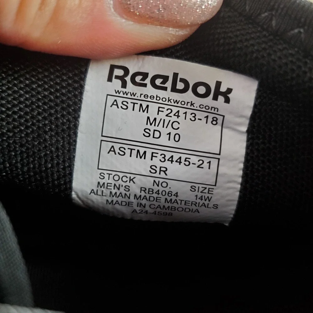 Reebok Flexagon 3.0 Mens Athletic Work Shoes Sz 14 W Black Composite Toe Lace Up
